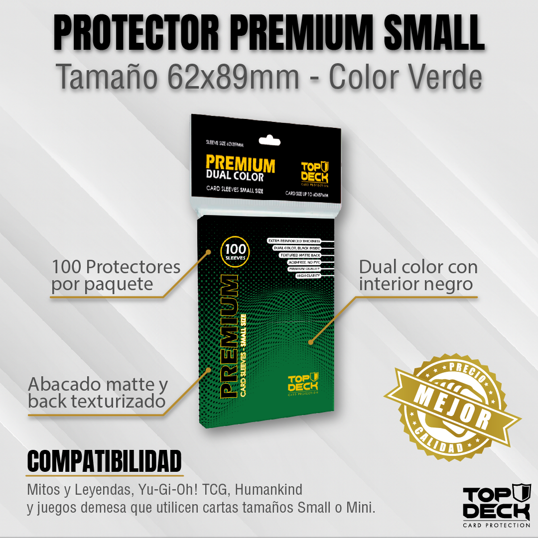 Protectores Premium | TOPDECK Small 62x89mm color Verde