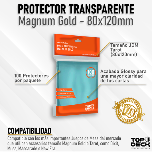 Protectores Juego de Mesa | TOPDECK Magnum Gold / Tarot 80x120mm