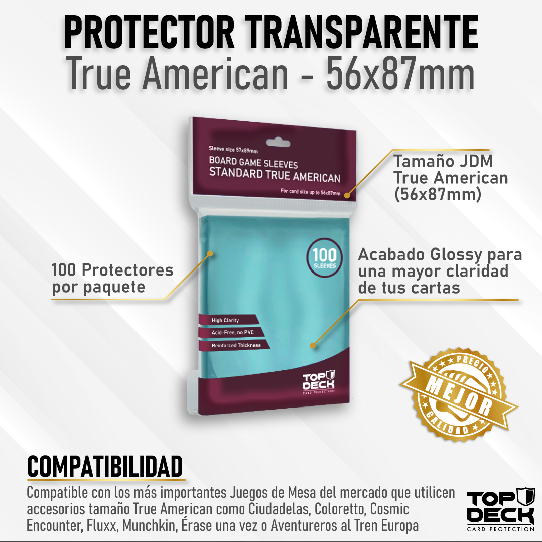 Protectores Juego de Mesa | TOPDECK True American 56x87mm