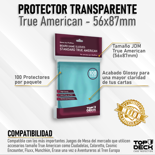 Protectores Juego de Mesa | TOPDECK True American 56x87mm