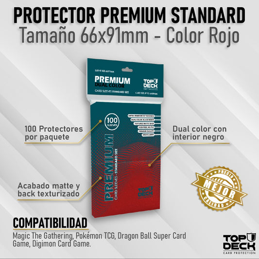 Protectores Premium | TOPDECK Standard 66x91mm color Rojo