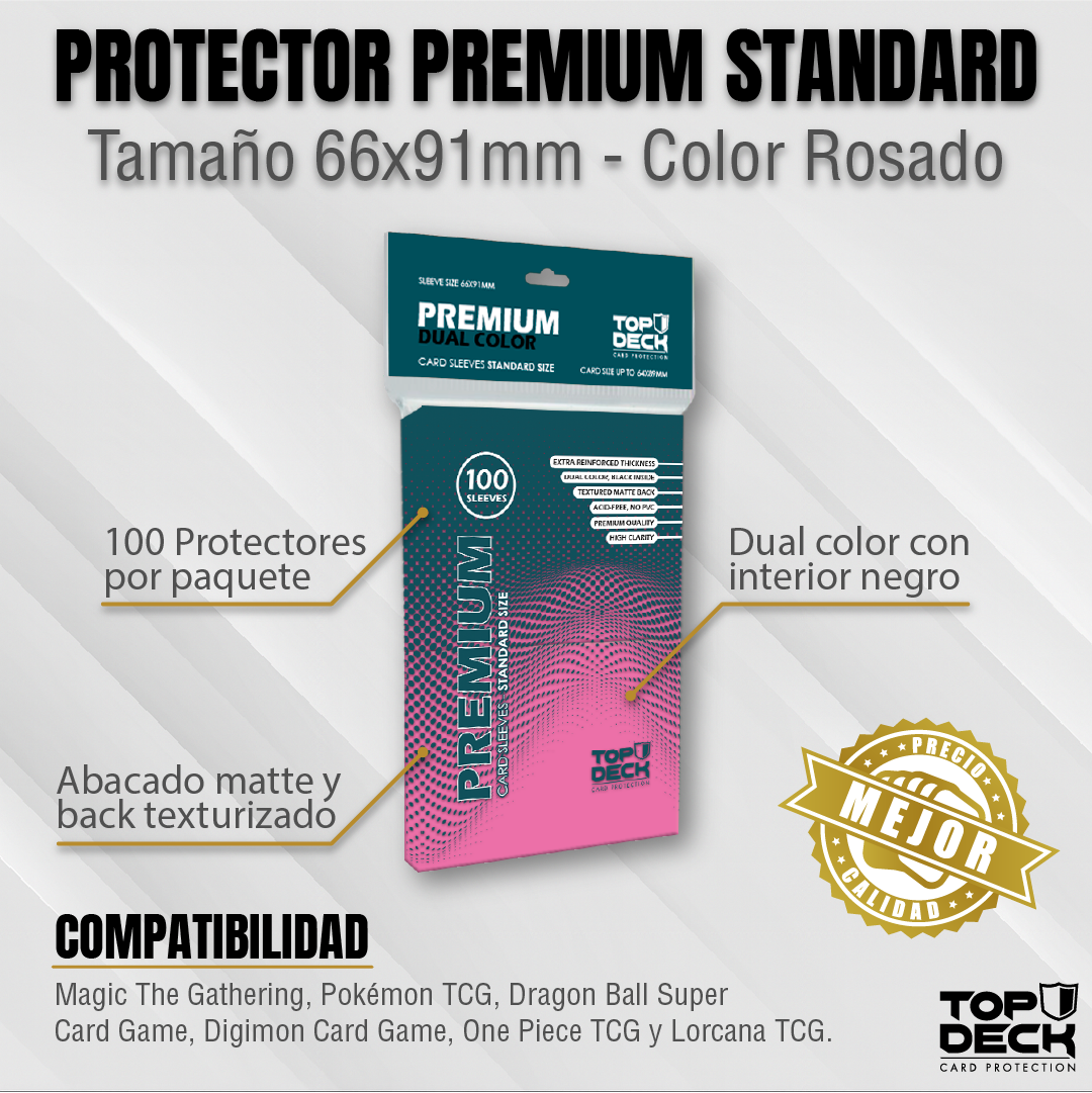 Protectores Premium | TOPDECK Standard 66x91mm color Rosa