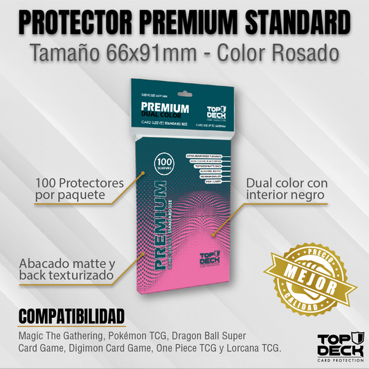 Protectores Premium | TOPDECK Standard 66x91mm color Rosa