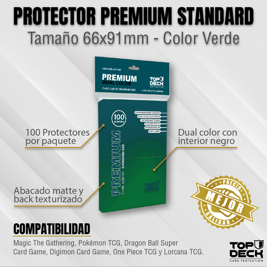 Protectores Premium | TOPDECK Standard 66x91mm color Verde
