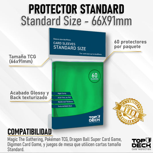 PREVENTA Protectores Esenciales | TOPDECK Standard 66x91mm color Verde