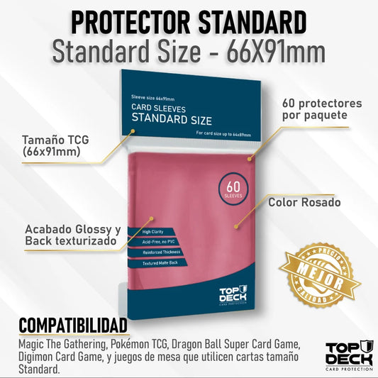Protectores Esenciales | TOPDECK Standard 66x91mm color Rosa