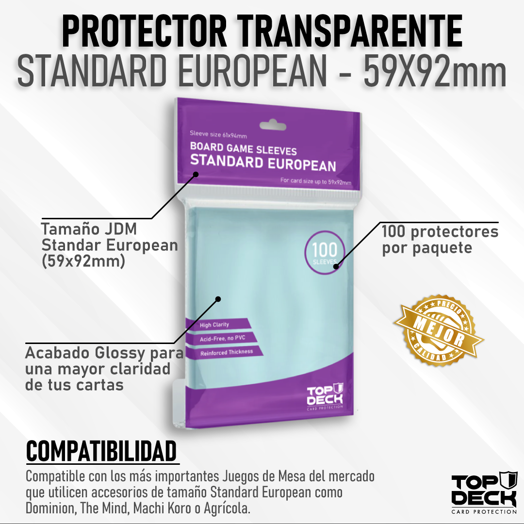 Protectores Juego de Mesa | TOPDECK Standard European 59x92mm