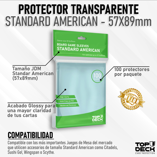 Protectores Juego de Mesa | TOPDECK Standard American 57x89mm