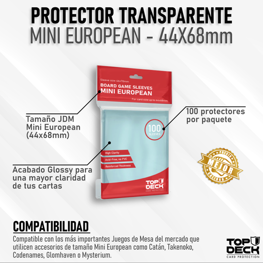 Protectores Juego de Mesa | TOPDECK Mini European 44x68mm