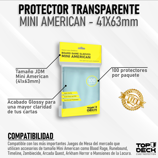 Protectores Juego de Mesa |  TOPDECK Mini American 41x63mm