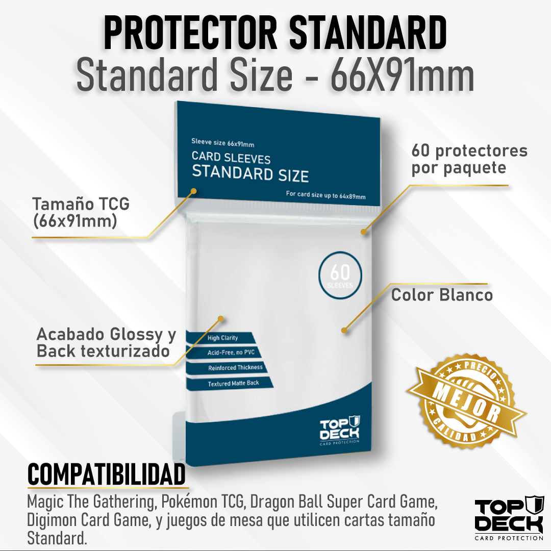 Protectores Esenciales | TOPDECK Standard 66x91mm color Blanco