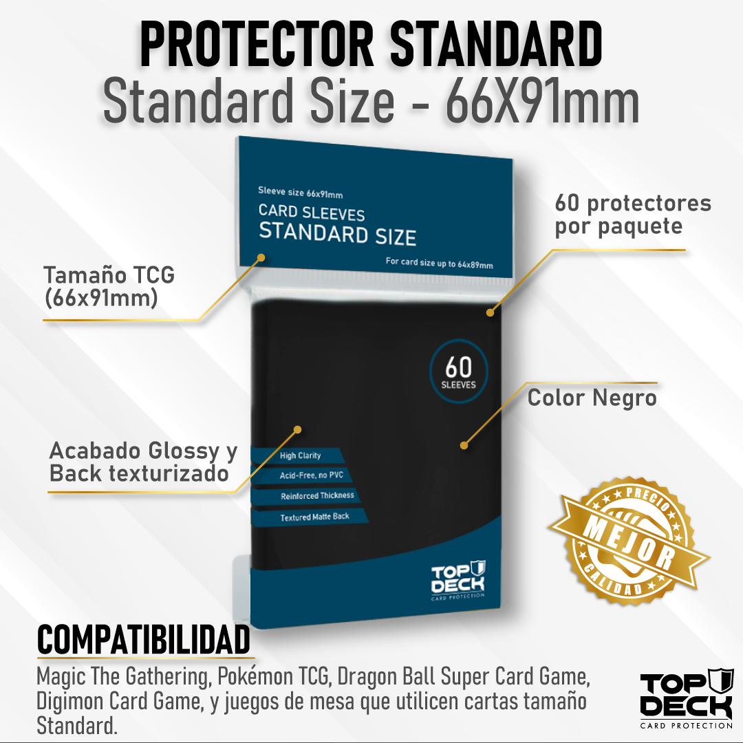 Protectores Esenciales | TOPDECK Standard 66x91mm color Negro