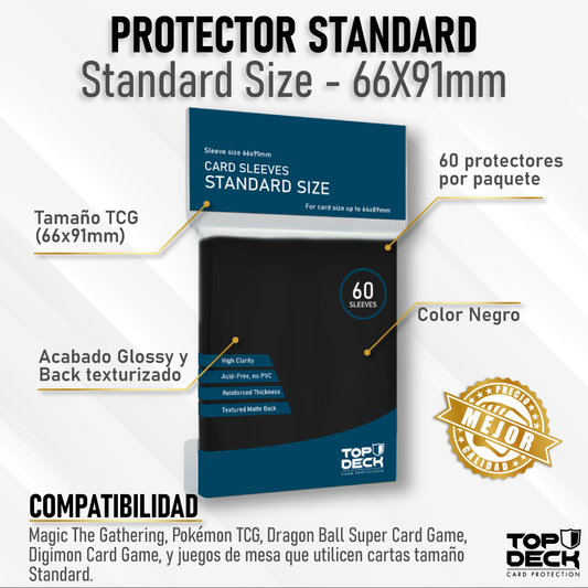 Protectores Esenciales | TOPDECK Standard 66x91mm color Negro