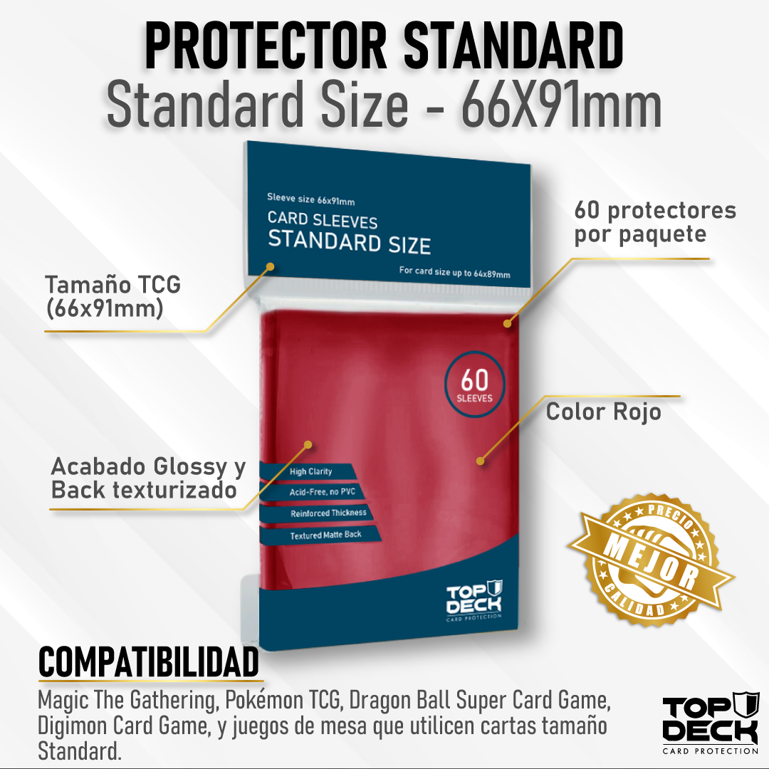 Protectores Esenciales | TOPDECK Standard 66x91mm color Rojo